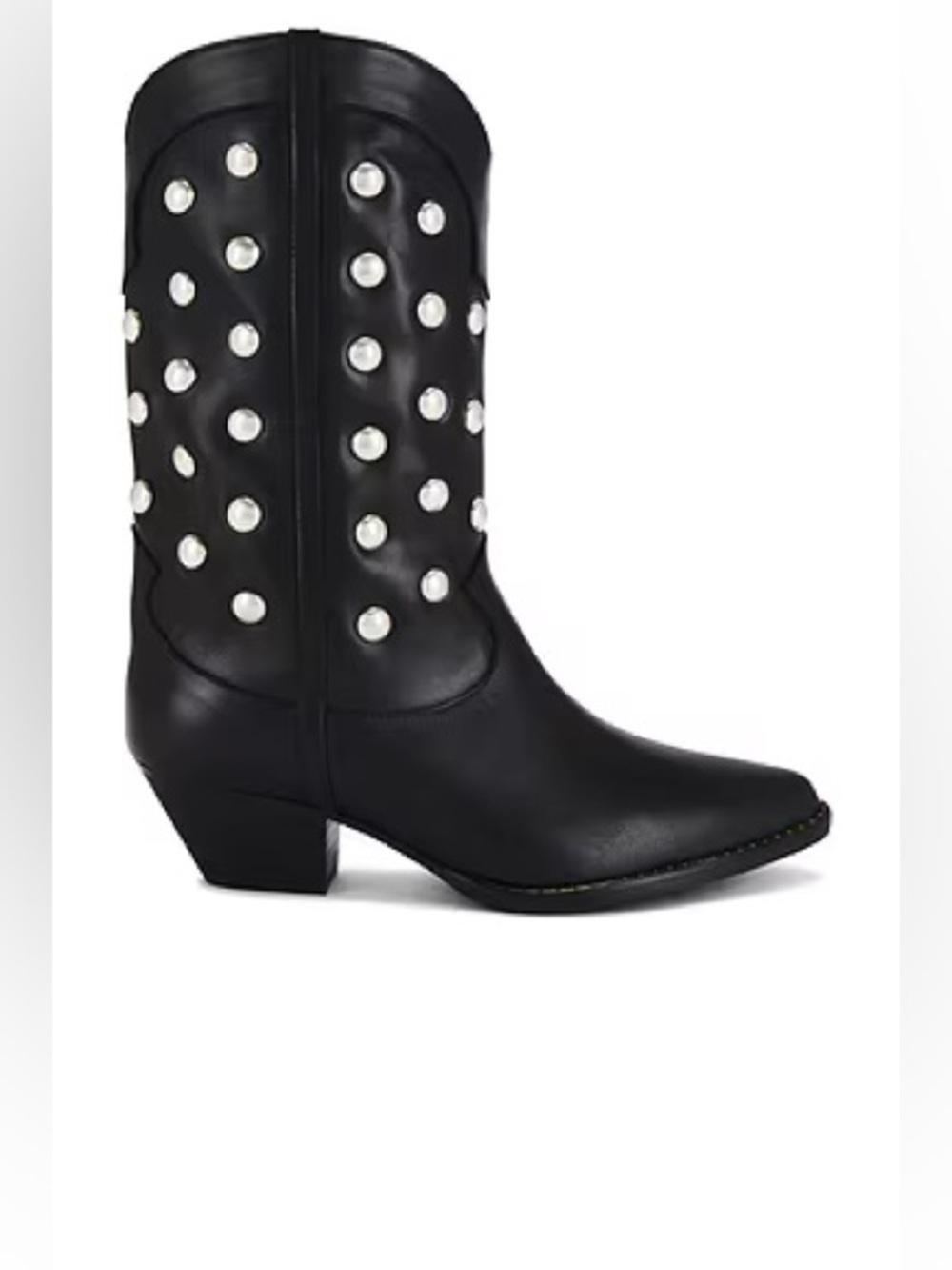 Freda Salvador Loretta Western Studded Boot in black calf leather.